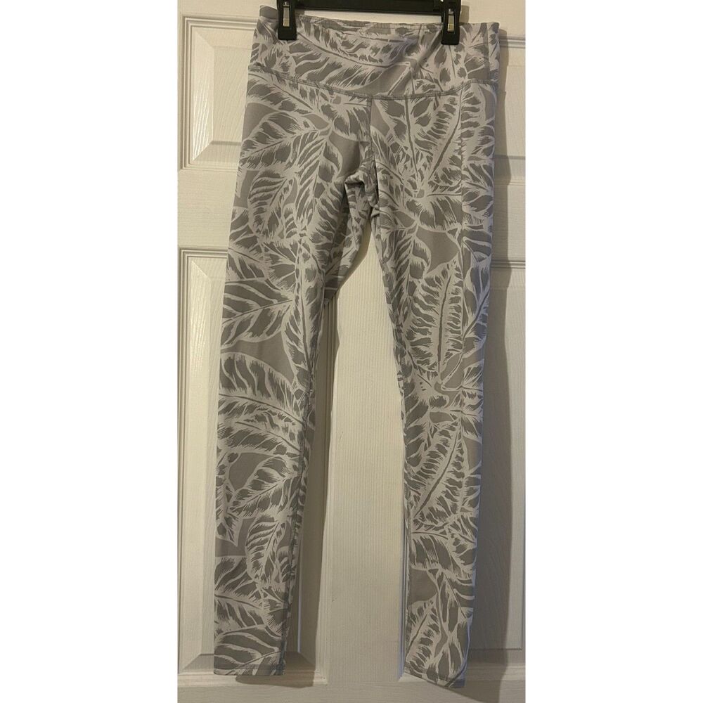 Alo Yoga High Waist Airlift Leggings Gray White Tropical Patterns Women's Small